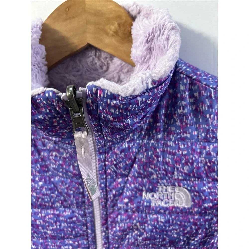 Girls The North Face Mossbud Insulated PURPLE Jacket Reversible‎ Sz Large 14/16